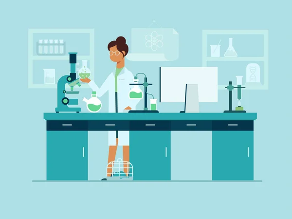 Scientist Laboratory Making Research — Stock Vector