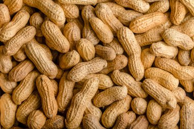 Arka plan doku sağlıklı doğal fıstık ya da yerfıstığı protein, tekli doymamış yağlar, vitaminler ve diyet lif açısından zengin kendi kabuklarında