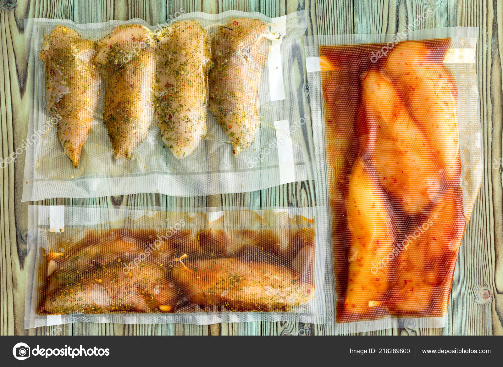 Vacuum Packed Portions Lean Chicken Breast Assorted Marinades Seasoned Spices Stock Photo By C Oocoskun 218289800