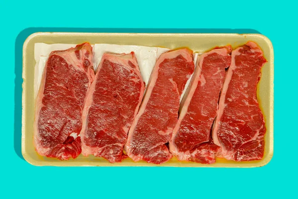 Perakende Ambalaj Ile Beş Ham Yassı Demir Biftek Istiridye Bıçak — Stok fotoğraf