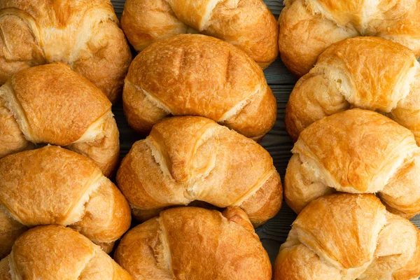 Macro Shot Full Frame Freshly Baked Croissants Breakfast — Stock Photo, Image