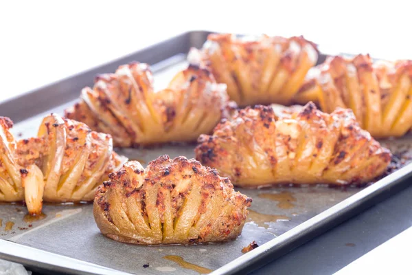 Tasty Freshly Baked Sliced Tornado Roly Poly Potatoes Savory Filling — Stock Photo, Image