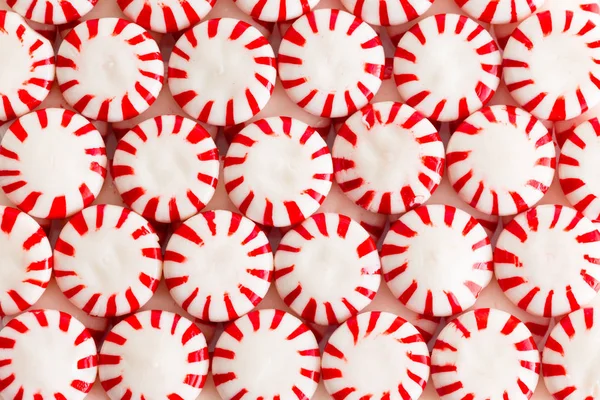 Colorful Red White Mint Peppermint Flavored Starlight Candies Flat Lay — Stock Photo, Image