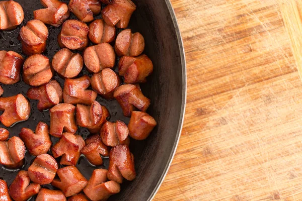 Partial Overhead View Frying Pan Freshly Cooked Bite Sized Cocktail — Stock Photo, Image