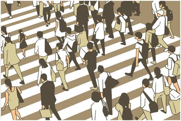 Azt Illusztrálja Forgalmas Városi Tömeg Átkelés Zebra — Stock Vector