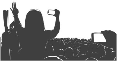Canlı müzik olay partisi festivalinde genç insanların büyük kalabalığın Illustration