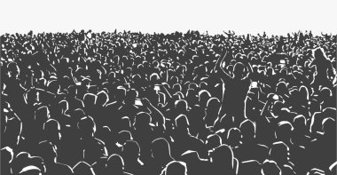 Canlı müzik olay partisi festivalinde genç insanların büyük kalabalığın Illustration