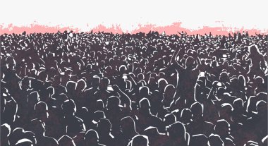 Canlı müzik olay partisi festivalinde genç insanların büyük kalabalığın Illustration
