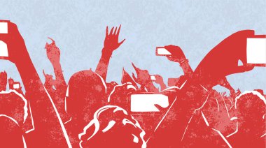 Canlı müzik olay partisi festivalinde genç insanların büyük kalabalığın Illustration