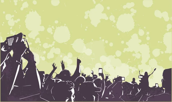 Ilustração Uma Grande Multidão Jovens Festival Festa Eventos Música Vivo — Vetor de Stock