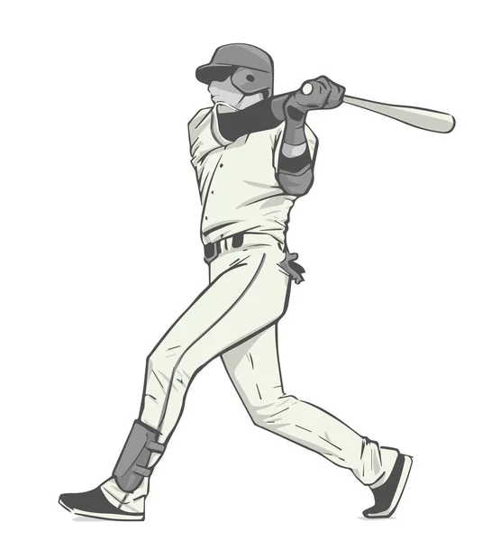 Ілюстрація Бейсболіста Який Вражає Кажаном Під Час Гри — стоковий вектор