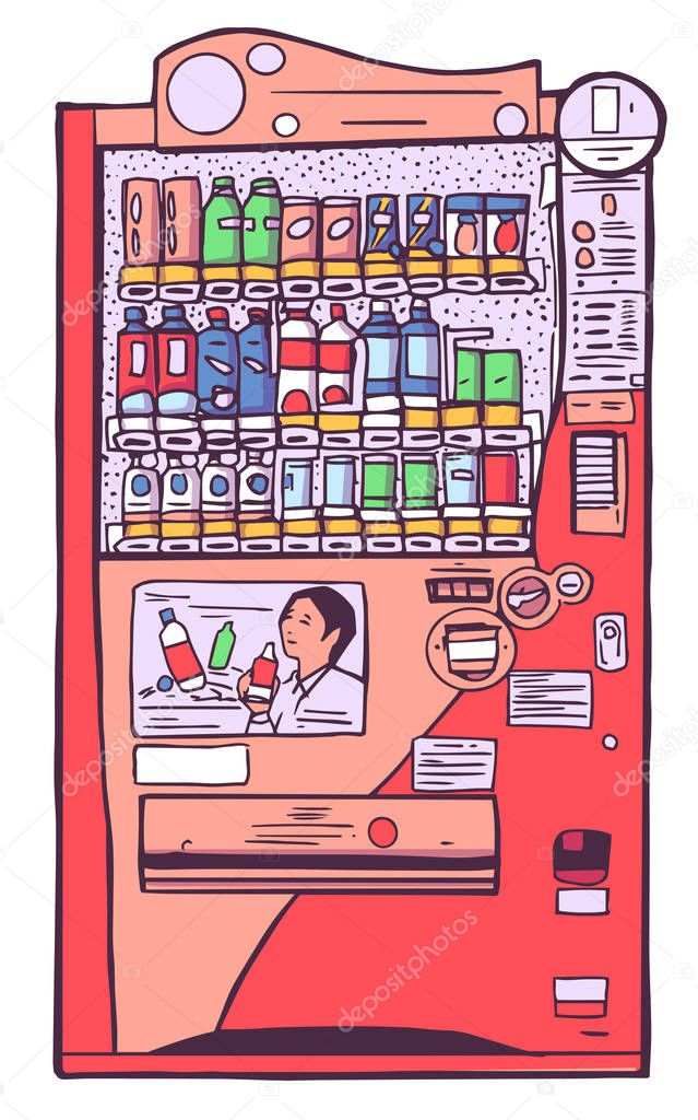 Illustration of Japanese soft drink vending machine