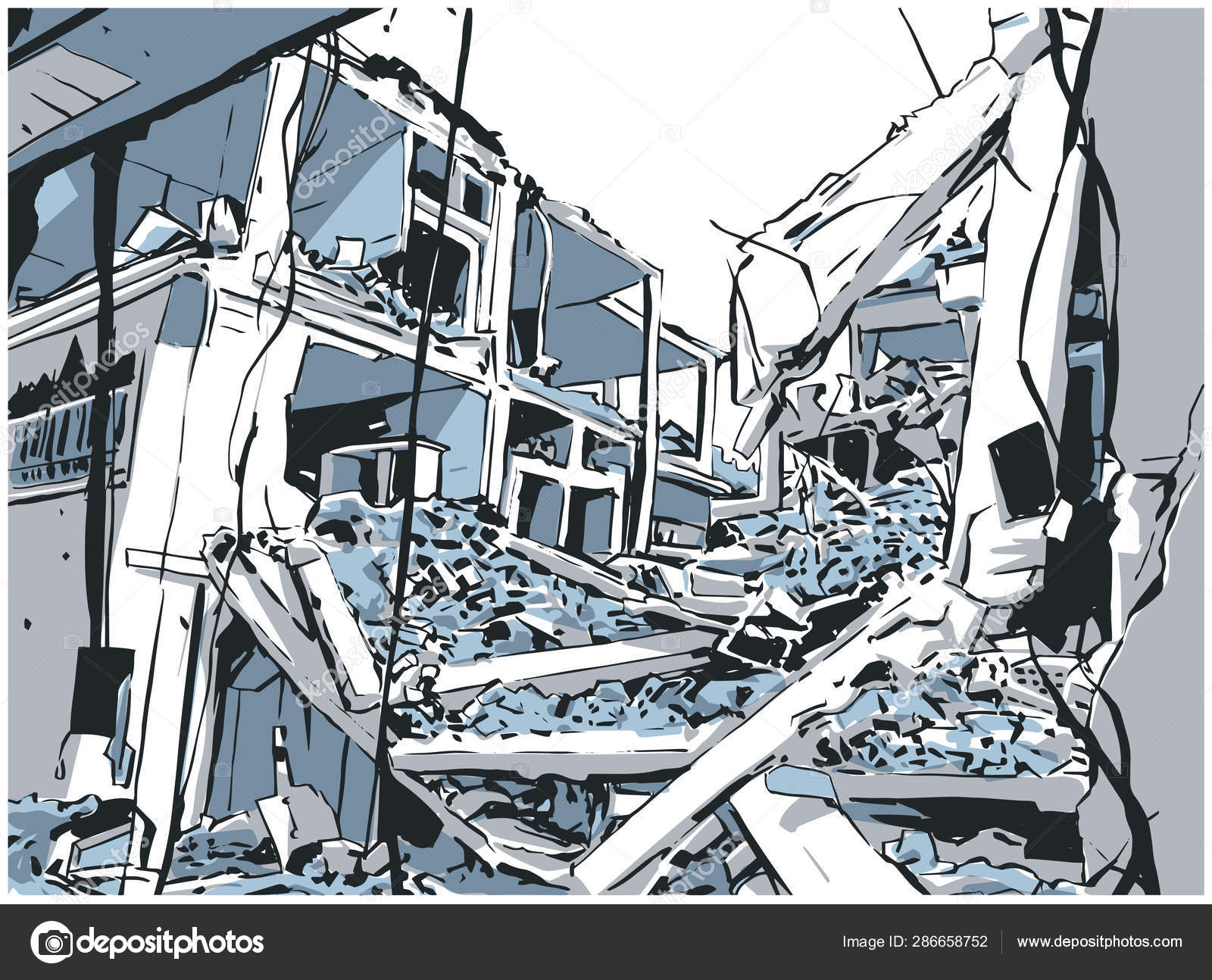 Destroyed Building Drawing