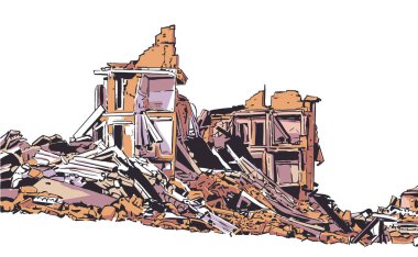 Deprem, doğal felaket, patlama, yangın nedeniyle çöktü bina Illustration 