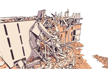 Deprem, doğal felaket, patlama, yangın nedeniyle çöktü bina Illustration 
