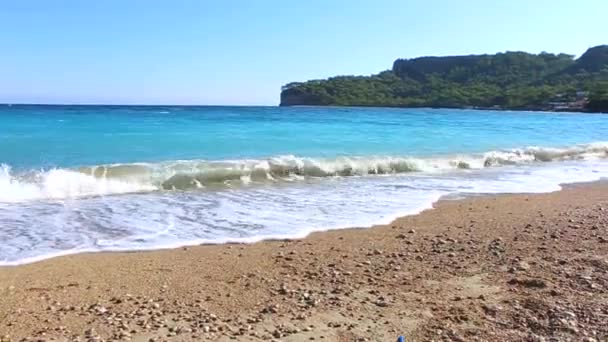 Panoramic View Sea Surf Wave Bank Mediterranean Sea Turkey — Stock Video