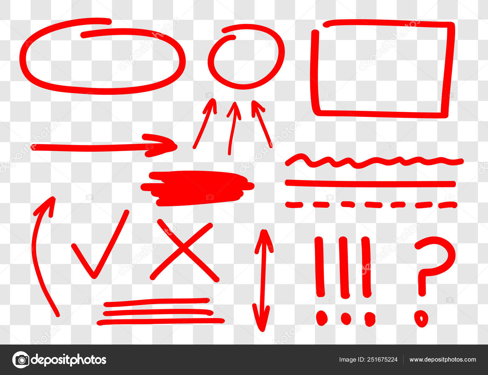 Håndtegnet Sæt Vektor Røde Mærker Pile Ingles Linjer Ændringer Korrektioner  Stockvektor af ©Olga_Petrova-Apostolova 251675224, image size:1600x1231