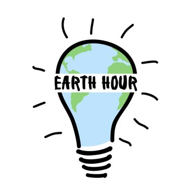 Dünya saat kavramı. Çizilmiş ampul el ve beyaz arka plan üzerinde oturum