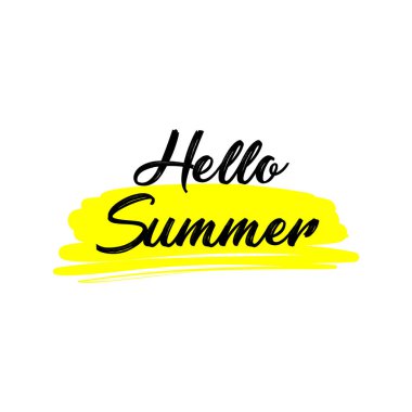 Merhaba yaz sarı ve siyah yazı kartı