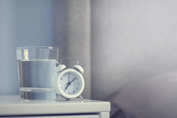 White Retro Alarm Clock Bedroom — Stock Photo, Image