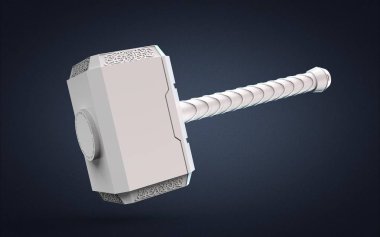 Thor 3D illüstrasyon izole üzerinde gri çekiç