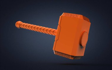 Thor 3D illüstrasyon izole üzerinde gri çekiç
