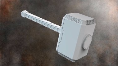 Thor 3D illüstrasyon izole üzerinde gri çekiç