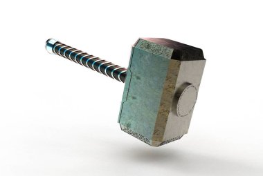 beyaz izole thor hammer 3D çizimi
