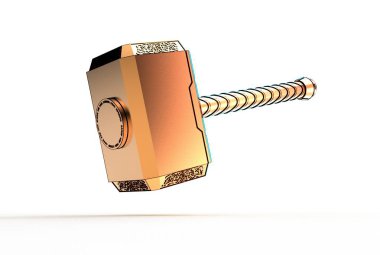 beyaz izole thor hammer 3D çizimi