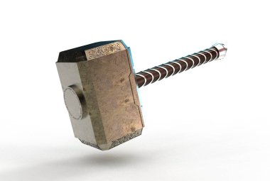 beyaz izole thor hammer 3D çizimi