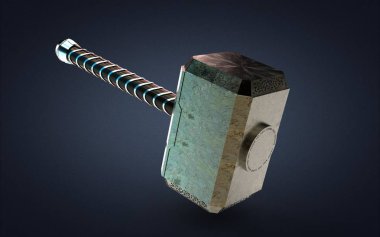 Thor 3D illüstrasyon izole üzerinde gri çekiç