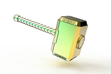 beyaz izole thor hammer 3D çizimi