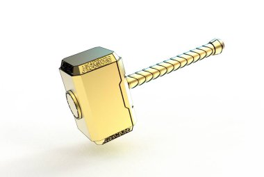 beyaz izole thor hammer 3D çizimi
