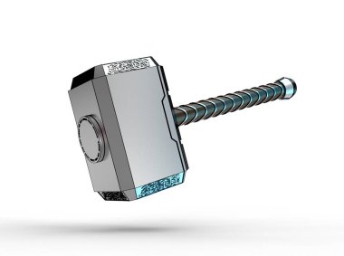 beyaz izole thor hammer 3D çizimi