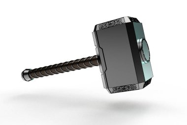beyaz izole thor hammer 3D çizimi