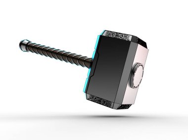 beyaz izole thor hammer 3D çizimi