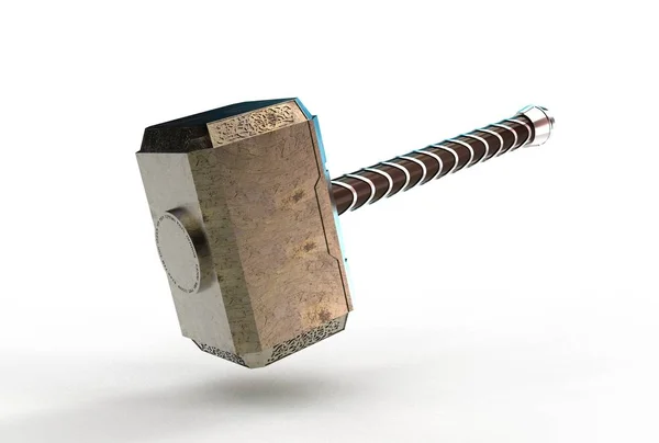 beyaz izole thor hammer 3D çizimi
