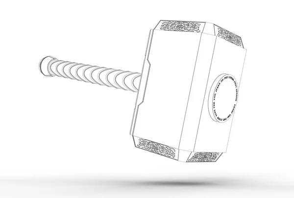 Ilustração Martelo Thor Isolado Branco — Fotografia de Stock