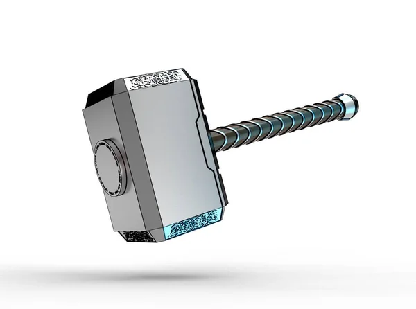 beyaz izole thor hammer 3D çizimi
