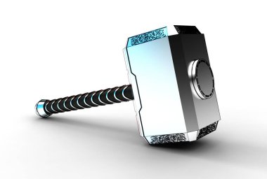 beyaz izole thor hammer 3D çizimi