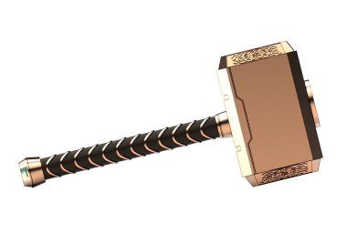 beyaz izole thor hammer 3D çizimi