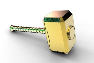 beyaz izole thor hammer 3D çizimi