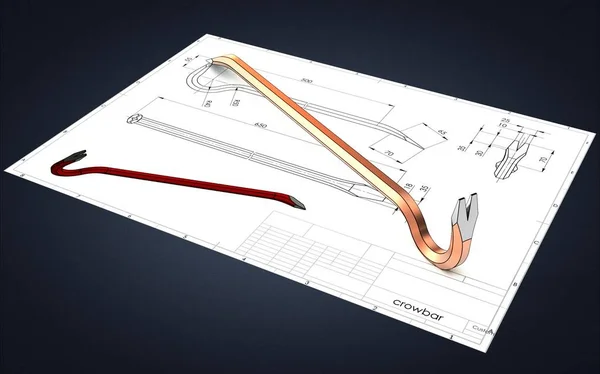 Ilustración Palanca Por Encima Del Dibujo Ingeniería —  Fotos de Stock