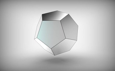 beyaz izole dodecahedron 3D çizimi