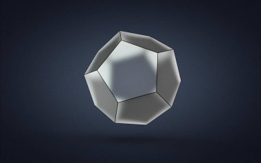 koyu arka plan üzerinde izole dodecahedron 3D çizimi