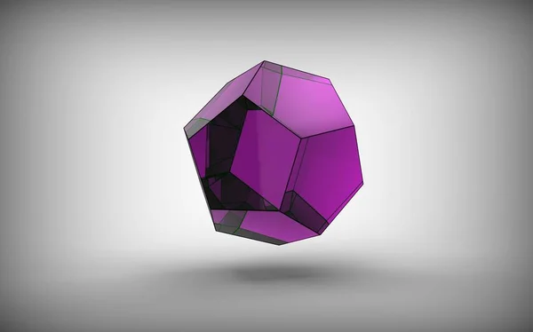 beyaz izole dodecahedron 3D çizimi