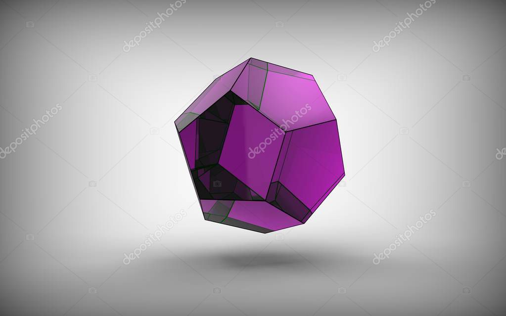 3d illustration of dodecahedron isolated on white