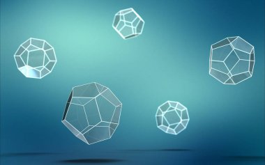koyu arka plan üzerinde izole dodecahedron 3D çizimi
