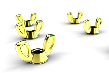 kanat fındık üzerinde beyaz izole 3D çizimi