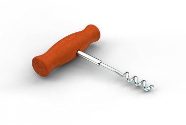 beyaz izole tirbuşon 3D çizimi